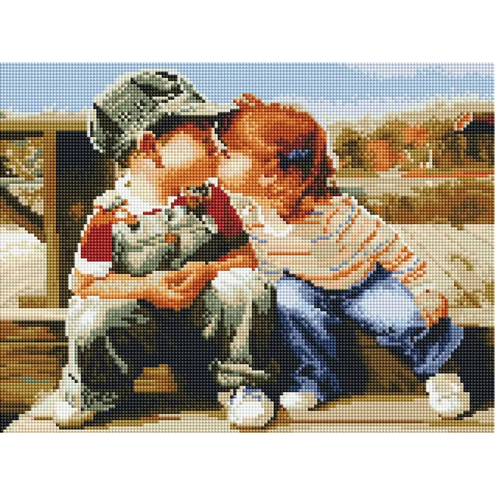 Алмазна мозаїка ColorArt 30х40см Перший поцілунок (квадратні алмази)