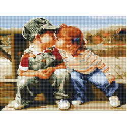 Алмазна мозаїка ColorArt 30х40см Перший поцілунок (квадратні алмази)